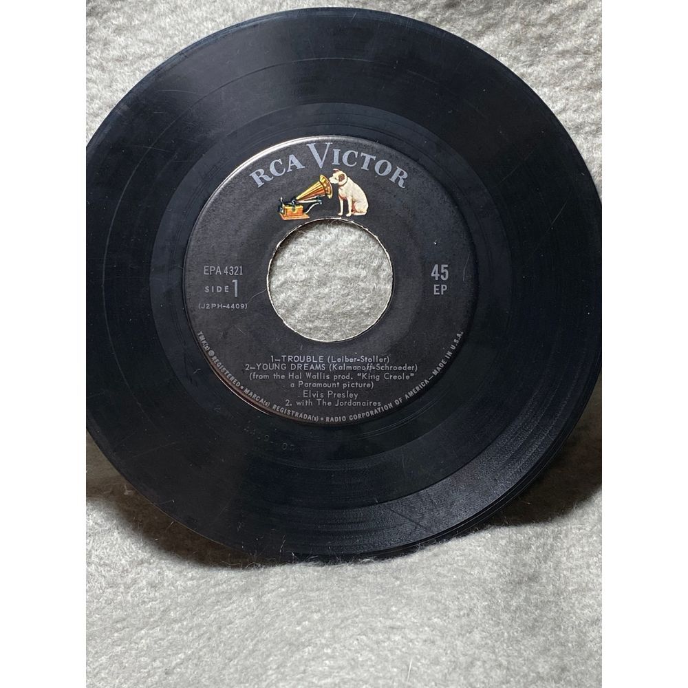Vintage RCA Victor 45 RPM Vinyl Record ELVIS PRESLEY‎ TROUBLE PLUS 3 MORE SONGS